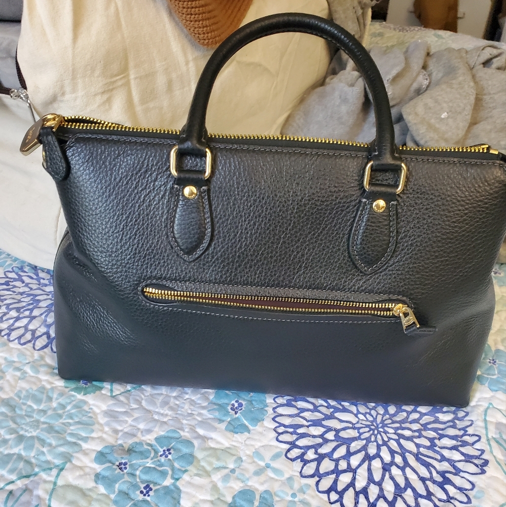 Coach Black Pebbled Leather Satchel - Picture 2 of 8